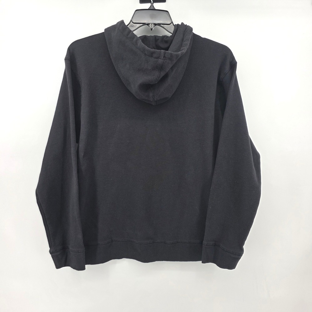 Onia Mens Waffle Knit Henley Hoodie Black Thermal Pullover XL Casual - Picture 3 of 7